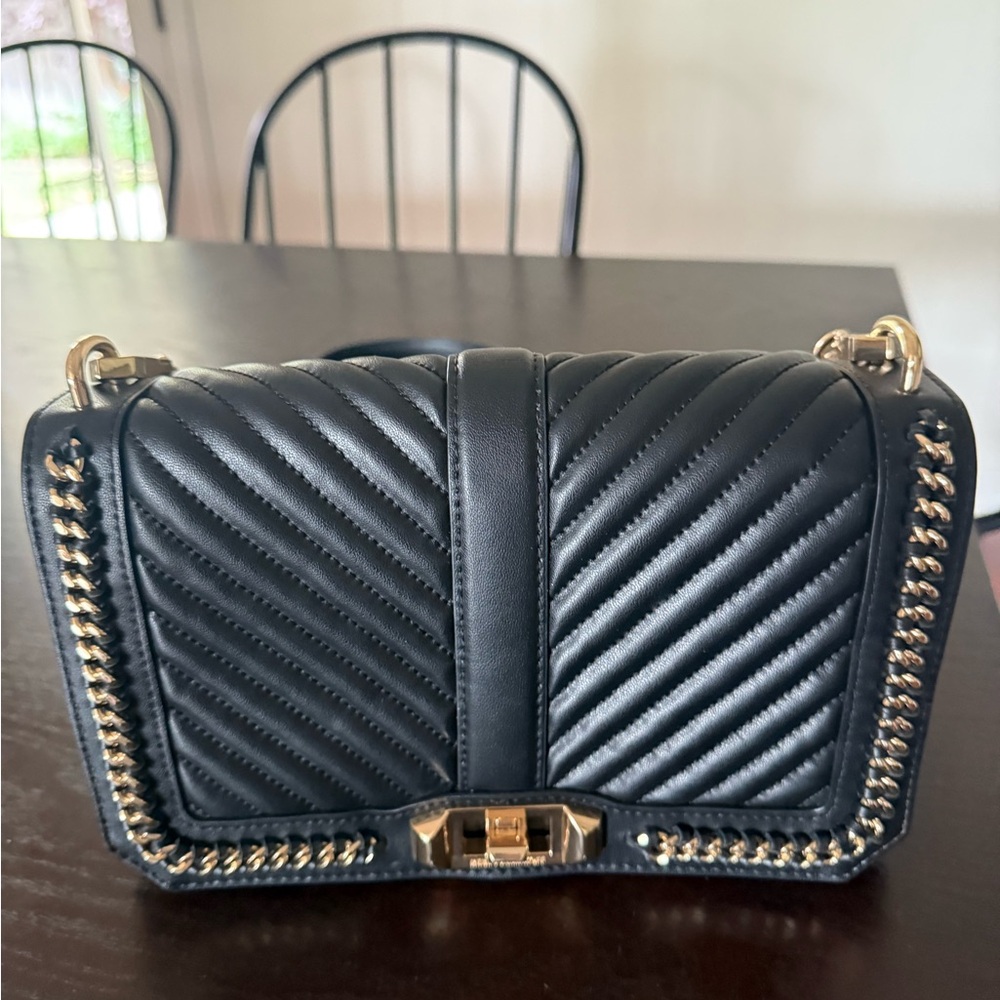 Rebecca Minkoff Black and Gold Quilted Crossbody Bag